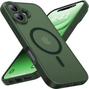 Faiono Magnetic for iPhone 16 Case [Full Camera Protection][Military-Grade Protection][Compatible with MagSafe] Shockproof Protective Slim Phone Case for iPhone 16, Forest Green