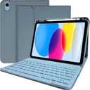 Keyboard Case for iPad 11th 10th Generation - iPad 10th Generation Case with Detachable Wireless Keyboard - Smart Folio Cover with Pencil Holder for 11-inch A16 2025 10.9-inch 2022, Blue