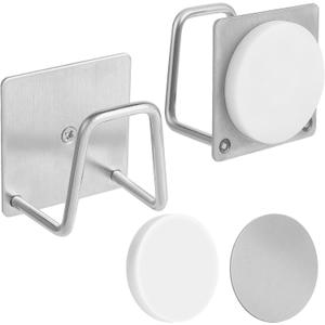 Magnetic Sponge Holder for Kitchen Sink,1 Pcs Strong Magnetic Stainless Steel Rack Stand, Kitchen Accessories, Dish Sponge Organizer, Scrubber Caddy, with Extra Magnets and Metal Plates