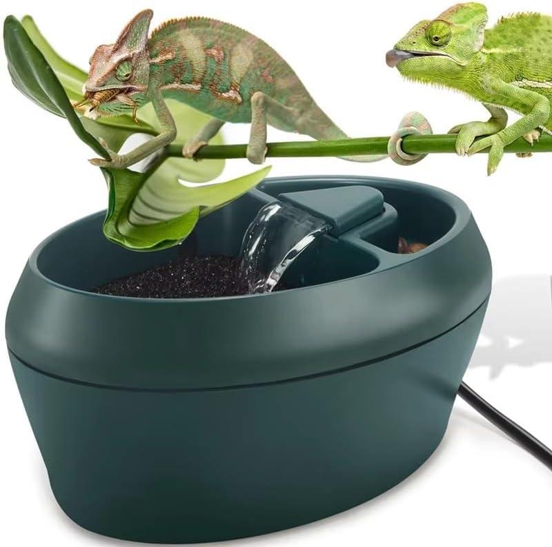 pet Water Reptile Drinking Fountain Water Dripper Suitable for Snake Gecko Lizard-Chameleon Bearded Dragon Water Dish Bowl Amphibians Insects Gecko Lizard Turtle Frog Water and Food with Water Pump