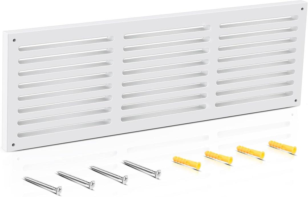 Colingmill 1 Pcs Decorative Return Air Vent Cover 26 x 8.5 x 3/4 Inch (24x6 Duct Opening) White MDF Modern Farmhouse Wall Vent Grille High Airflow Cold Air Return HVAC Cover for Wall Baseboard 26 x 8.5 x 3/4 Inches, White, 1