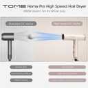 TOME Hair Dryer, 1875W High-Speed EC Motor 110,000 RPM Ionic Blow Dryer, Fast Drying, Cool Shot Lock, 3 Heat 2 Speed, 4 Attachments (Styling Nozzle, Diffuser, 2 Air-Powered Wrap Wands), 125V Pink