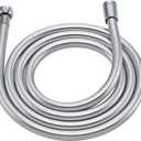 Chrome Shower Hose Extra Long 79 Inches Explosion Proof Anti Winding Toilet Spray Bidet Hoses Flexible  smooth Rv Shower Hose Replacement High Pressure Shower Head Hoses PVC (Silver)