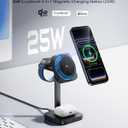 ESR for 3 in 1 Charging Station, Qi2.2 Certified 25W MagSafe Charger Stand with CryoBoost, Phone-Cooling Fast Charging Station, for iPhone 17/16 with iOS 26, AirPods, Apple Watch, Black