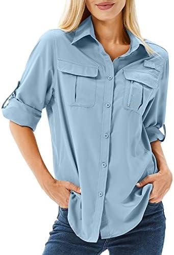 Toumett Women's UPF 50 Long Sleeve Sun Protection Shirts Safari Fishing Hiking, size 2xl