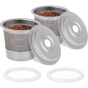 2 Pack Reusable Pods Compatible with Ninja Dual Brew Coffee Maker, Stainless Steel Permanent K Cups Filters for Ninja CFP101 & Ninja PB051 Coffee Maker