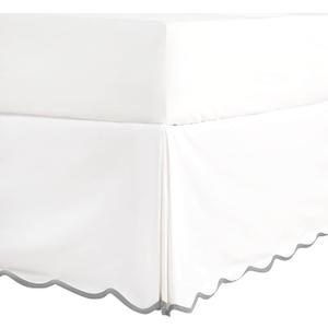HIG Off-White Chic Twin XL Bed Skirt - Easy Fit Scallop Edge Pleated Bedskirts, 14 Inch Drop Anti-Slip Dust Ruffle, Thick Fabric for Enhanced Privacy, Pre-Washed for Long-Lasting Use(N60022) (White/Light Gray)