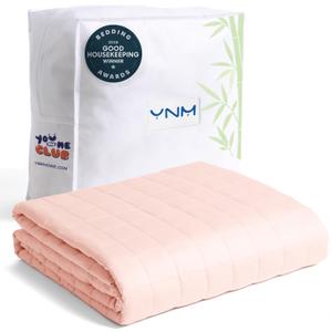 YnM Cooling Weighted Blanket for Adults, 10lbs Heavy Bed Throw for One Person of 90lbs, Perfect for Hot Sleepers or Warm Climates with Rayon/Glass Beads(48x72 Inches,Twin/Full Bed, Pink Rose)