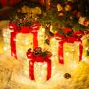 Set of 3 Christmas Lighted Gift Boxes,Indoor Outdoor Christmas Decorations, 65 LED Outdoor Lighted Holiday Displays,Plug-in Light Up Presents Box for Indoor Christmas Tree Home Yard Lawn Decor