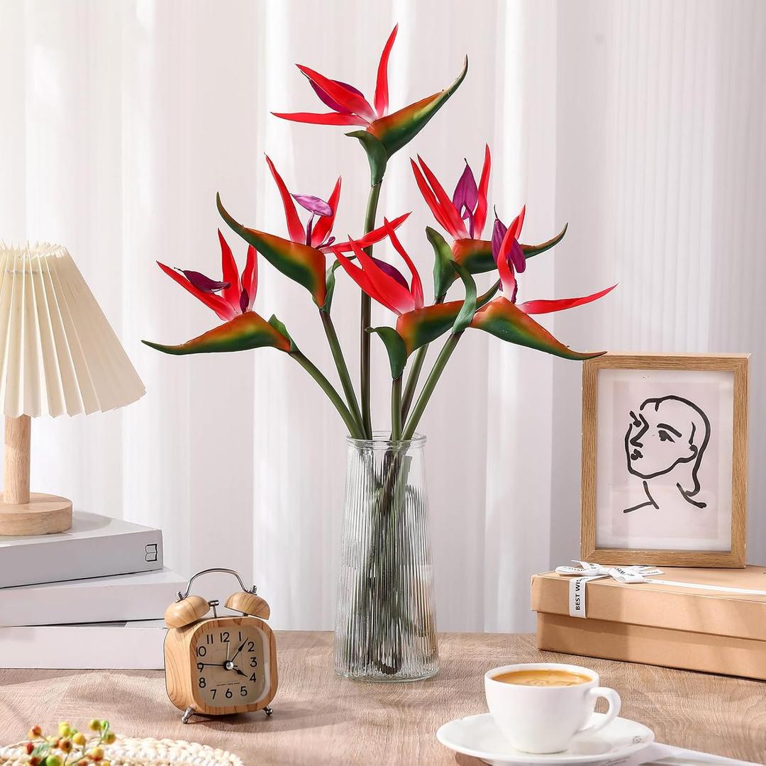 Hanaive 20 Pcs Bird of Paradise Artificial Plant 24 Inches Hawaiian Tropical Flowers Fake Rubber Strelitzia Faux Flowers Bouquet for Home Garden Office Wedding Indoor Outside Party Decor DIY (Pink)