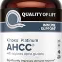 Quality of Life Premium Kinoko Platinum AHCC Herbal Supplement, 750mg of AHCC per Capsule, for Immune Support, Liver Function, Maintains Natural Killer Cell Activity, 1 Pack, 60 Veggie Capsules, Best By 09/27
