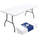homing 4 Packs 8 Foot Rectangle Table Cloth, Waterproof Polyester Elastic Fitted Tablecloth, Washable Table Cover for Picnic, Camping, Outdoor (White, 30" x 96")