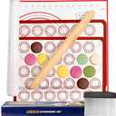 Silicone Baking Mat Sets, Dough Mat with Macaron Baking Mat Pastry Cutter Rolling Pin,Food Safe Pastry Mat, Reusable Cookie Sheets Liner Pack of 10