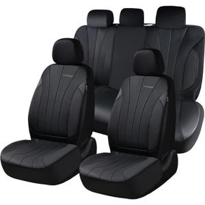 Coverado Seat Covers, Red Car Seat Covers Full Set, Automotive Seat Covers 5 Seats, Waterproof Black Car Seat Protectors Universal Fit for SUVs Trucks Sedans