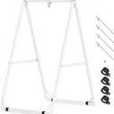 GREENSTELL Hammock Chair Stand, Swing Stand with 3 Hooks, Ground Nails for Outdoor and Rubber Clamps for Indoor, Hanging Stand Only Max Load 500lbs, Swing Chair not Include, White