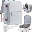 Vacuum Seal Travel Backpack with Air Pump, Compression Waterproof Vacpack Carry On Backpack for Travel Women Men with Vacuum System, Airlines Approved Daypack Laptop Space Saver Bags Grey