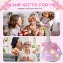 Porch Goose Spring Outfits - 23 Inch Glowing Pink Butterfly Accessories for Concrete Goose Statue - Fairy Garden Outfit That Shines at Night - Spring Porch Goose Clothes for Patio Garden Decoration