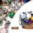 Coffee Pod Holder, Glass Salad Bowl with Acacia Wood Base, Large Capacity K Cup Organizer for Kcup Creamer Storage, Espresso Capsule Holder Coffee Bar Accessories 7 Inch1 Pack