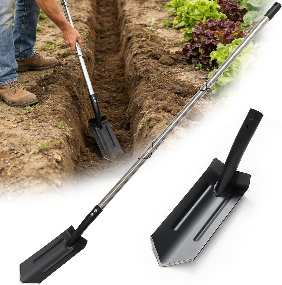 Trench Shovel for Digging,70 Inch Long Handle Adjustable Garden Tool for Transplanting,Camping,Heavy Duty Metal Shovel for Gardening, Landscaping, Trenching Drainage Construction.