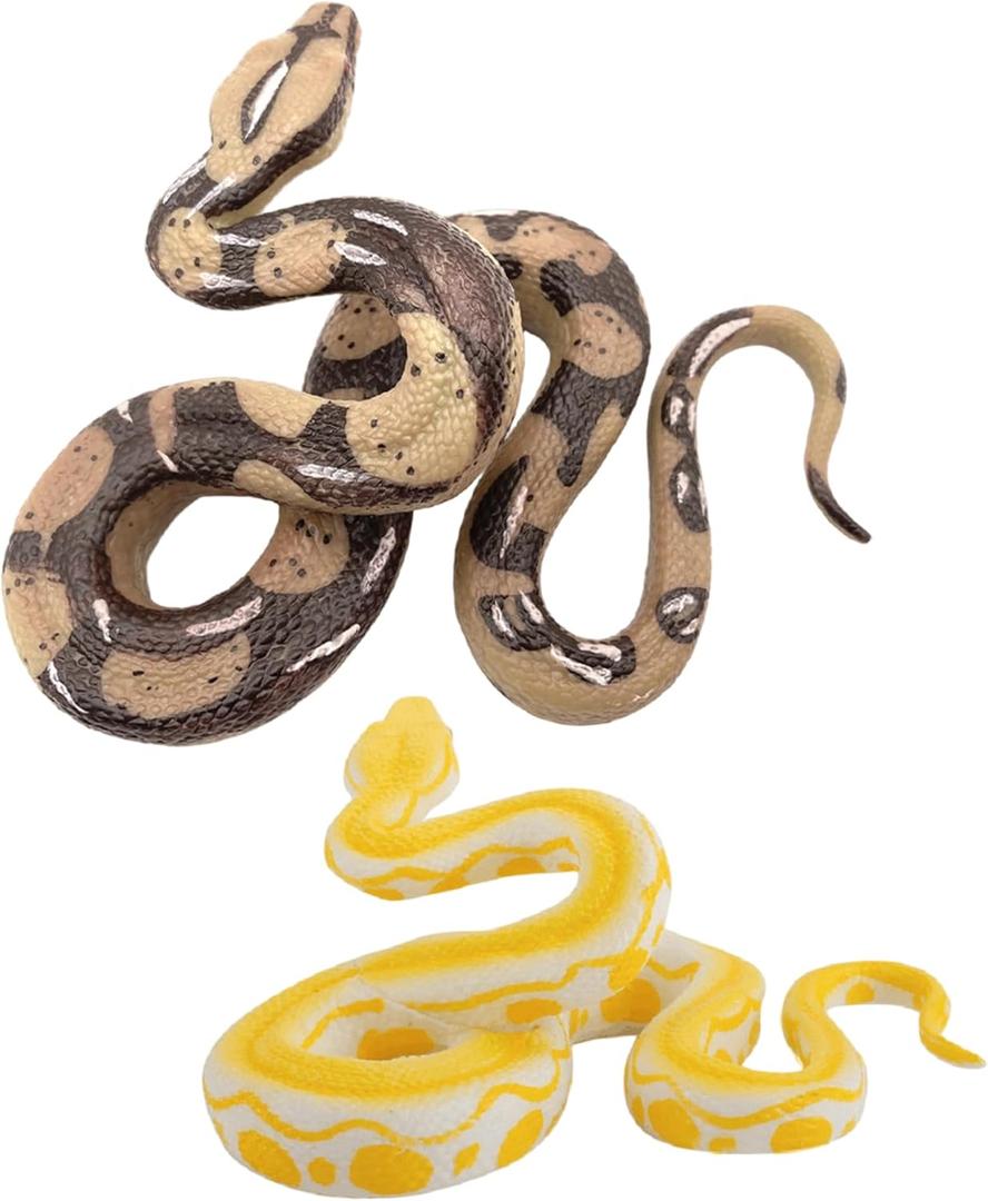 Fake Snake 2Pcs 2 Style Curl-Up Realistic Snake That Look Real Long Lasting PVC Toy for Prank, Backdrop, Halloween