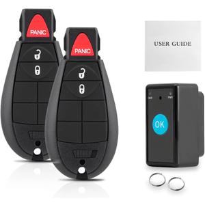 2PC Simple OBD and Remote Key Fob Replacement for Dodge Ram 1500 3500 2013 2014 2015 2016 2017 GQ4-53T with DIY Instructions Kit