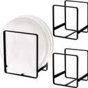 ZOOFOX 3 Pieces Metal Dish Organizer, Plate Organizer for Cabinet, Kitchen Storage Cabinet Organizer for Plates, Pots and Pans (2 Sizes) Black