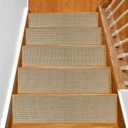 SMILOOL Stair Treads Non Slip for Wooden Steps Indoor 10" x 30" 4 Pack Extra Wide Stair Tread Carpet Stairs Runner, Step Pads with Reusable Adhesive for Dogs Kids Elders, Machine Washable, Beige