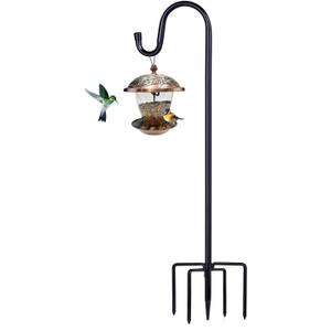 Shepherd Hooks for Outdoor, 1 Pack 62 Inch Bird Feeder Pole with 5 Prongs Base for Hanging Lantern, Hummingbird Feeder, Lightweight Plant, Shepherds Hook for Bird Feeders for Outside, Black
