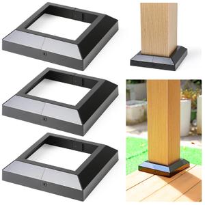 3 pcs 6x6 (Actual: 5.5"x5.5") Aluminum Deck Post Base Cover, for Deck railings, Stairs, Patios, Porches Split Deck Post Skirt (Black)