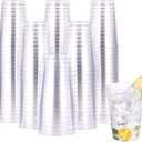JOLLY CHEF 12 oz Clear Plastic Cups, 100 Pack Heavy-duty Party Glasses, Disposable Plastic Cups for Halloween,Thanksgiving Day, Christmas Party (Clear-12oz-100)