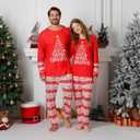 ANGELGGH Family Christmas PJs Matching Sets, Cute Holiday Pajamas Printed Top and Pants, Xmas Jammies for Couples/Men/Women (Youth, 6-8T, Red Merry Star) (Red)
