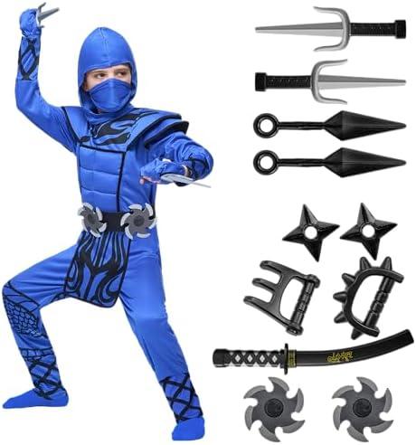 Spooktacular Creations Boys Ninja Costume, Dragon Scales Ninja Outfit with Accessories for Kids Toddler Halloween Parties Medium