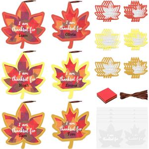 Chiisong 24 Sets Fall Maple Crafts Kit DIY Tissue Paper Sign Crafts for Back to School Fall Harvest Thanksgiving Religious Christian Party Fun Home Actives