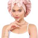 Silk Bonnet 100% Mulberry Hair Bonnet for Sleeping Women Hair Wrap with Elastic Band Sleep Night Cap (Pink)