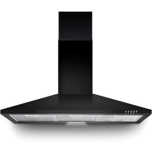 SNDOAS Range Hood 36 inch,Black Vent Hood with 450CFM & 3-Speed, Ducted/Ductless Convertible,Mesh Filters & Push Button Control for Stove Hood,Chimney-style Black Range Hood Wall Mount