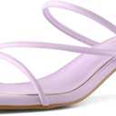 Shoe'N Tale Strappy Heels For Women Low Chunky Block Heel Heeled Sandals Square Open Toe Slip On Slides Mules (Purple), Size 7.5