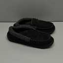 ATHMILE Men's Moccasin House Slippers, Memory Foam Arch Support, Plush Fuzzy Lining, Non-Slip Rubber Sole for Indoor/Outdoor Winter Comfort (9, Black)