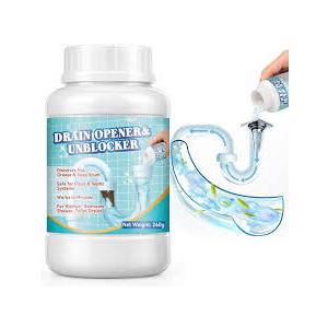 Drain Clog Remover, Hair Drains Clog Remover, Crystal Lye Drain Opener Unclog Bathroom and Kitchen Sinks, Drains, Shower Pipes, Removes Hair, Soap Scum, Blockages, 260g