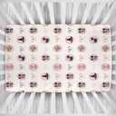 Pink Halloween Cat Witch Baby Crib Sheets for Girls Cute Black Halloween Cat Bows Baby Sheet Spooky Western Cowgirl Fitted Crib Mattress Cover Standard Toddler Mattress 52''x28'' (One size)