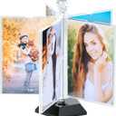 ZEEYUAN Rotating Acrylic Photo Frame DIY Multiple Picture Frame 5 Double Sides/Insert 10 Pcs of 4x6 Inch Photos,360 Rotation Windmill Picture Frame Desktop Photo Display (Transparent)