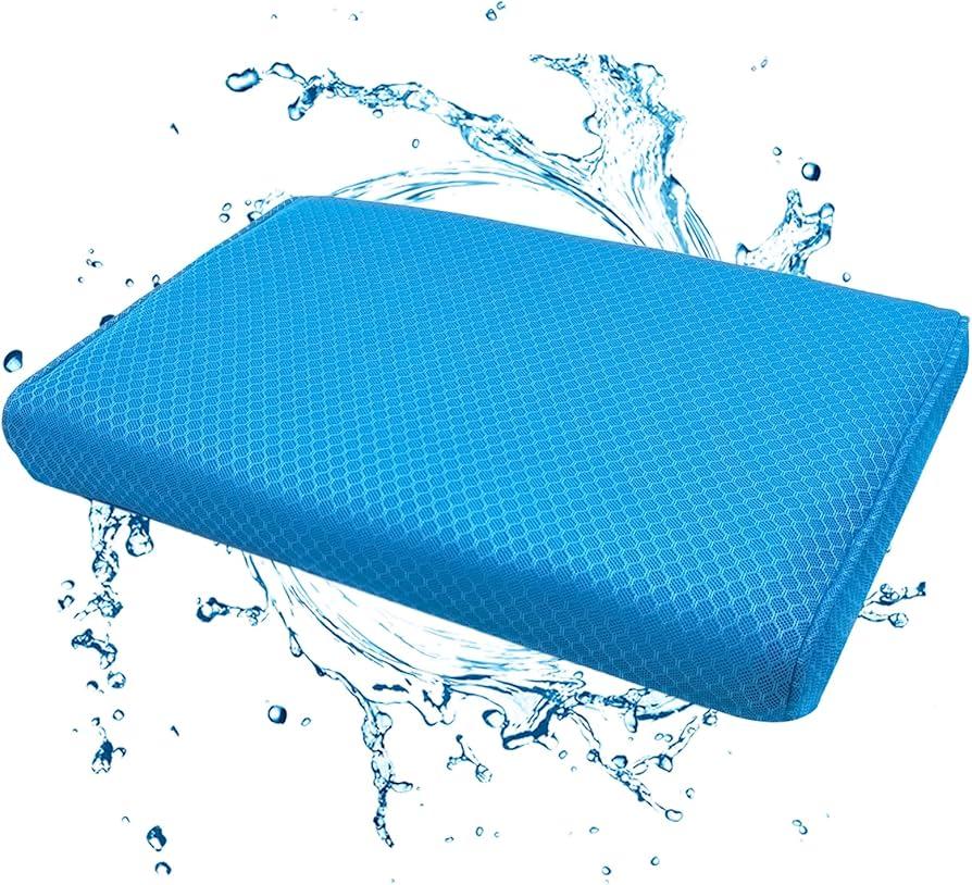 SPRING SEAON Shower Chair Cushion, Gel Shower Seat Cushion with Non-Slip Silicone Bottom, Quick-Dry Mesh Bath Seat Pad, Soft Washable Shower Bench Cushion for Seniors & Adults (Blue)