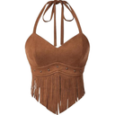 Country Concert Outfit for Women Fringe Western Rodeo Cowgirl Shirts 70s Hippie Tops with Tassel L