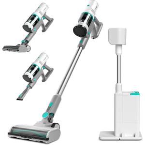 HAUSHOF Cordless Vacuum Cleaner with Auto Empty Station, 250W Motor, HEPA Filter, Anti-Tangle Brushroll, Stick Vacuum for Pet Hair, Hardwood Floors, Carpets