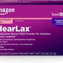Amazon Basic Care ClearLax Polyethylene Glycol 3350 Powder for Solution, Osmotic Laxative, Softens Stool, Relieves Occasional Constipation, Unflavored, 0.5 Oz (Pack of 100)