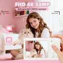 Digital Camera for Photography Autofocus, FHD 4K Point and Shoot Cameras with 32GB SD Card, Portable Travel Camera with 16X Digital Zoom, Small Compact Camera for Girls Teens Beginners, Pink