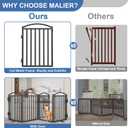 Malier Metal Freestanding Dog Gates with Door, 32'' Height Outdoor Indoor Dog Fences, Extra Wide Foldable Puppy Gate for Stairs (Black, 8 Panels with Door 160''W 32''H)