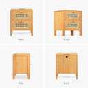 DWVO Natural Rattan Nightstand with Charging Station, Boho Rattan Side Table End Table with 2 Drawers and USB Port & Outlet, Wood Oak Night Stand for Bedroom Livingroom, 18.9" W, 1 Piece