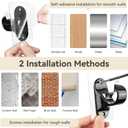 ANDGOO 10 Pack No Drill Curtain Rod Brackets, Renter Friendly Self Adhesive Curtain Rod Holders, Heavy Duty No Drilling Curtain Rod Hooks for Apartment Bedroom Bathroom Dorm Classroom Kitchen (Black)