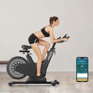 PioneerWorks Exercise Bike, Self-Powered Cycling Bike, Silent Magnetic Resistance, Black, Home Exercise Bike with Mobile Phone/iPad Holder and Comfort Seat Cushion
