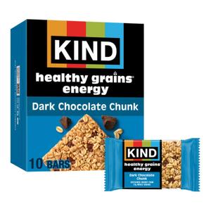 KIND Healthy Grains Energy Bars, Dark Chocolate Chunk, Gluten Free, Healthy Snacks, 21g Whole Grains, 10 Count (EXP 06/18/26)